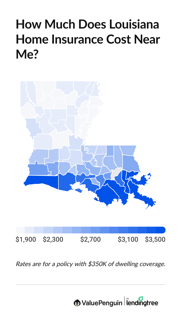 Cost of Louisiana homeowners insurance by city